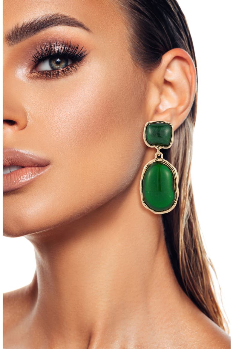 Faux Stone Drop Earrings, Alternate, color, GOLD/GREEN