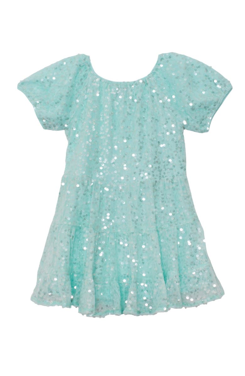 Isobella & Chloe Teal Twinkle Short Sleeve Dress, Alternate, color, Blue