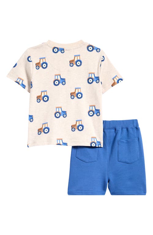 Jojo Maman Bébé Jojo Maman Bebe Tractor Print Cotton T-shirt & Shorts Set (baby In Natural/blue