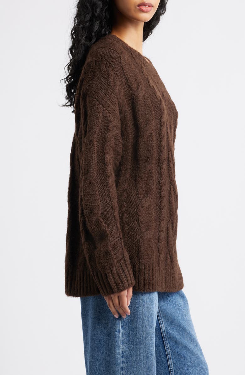 BP. Oversize Cozy Cable Sweater, Alternate, color, Brown Coffee