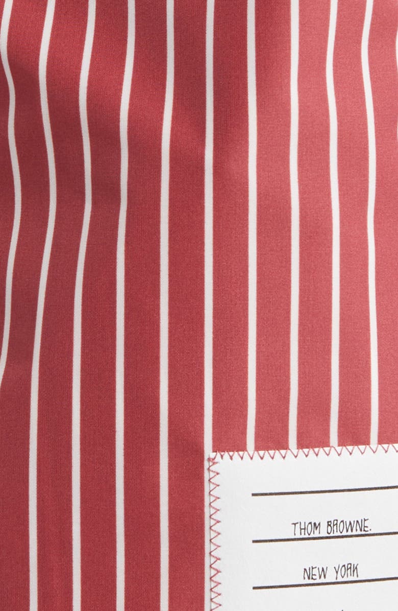Thom Browne Stripe Nylon Swim Trunks, Alternate, color, Burgundy