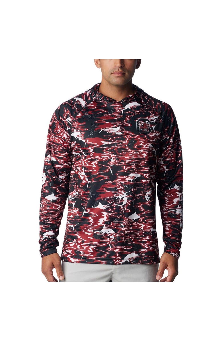 Columbia Men's Columbia Black South Carolina Gamecocks PFG Terminal Tackle Omni-Shade Rippled Long Sleeve Hooded T-Shirt, Alternate, color, 