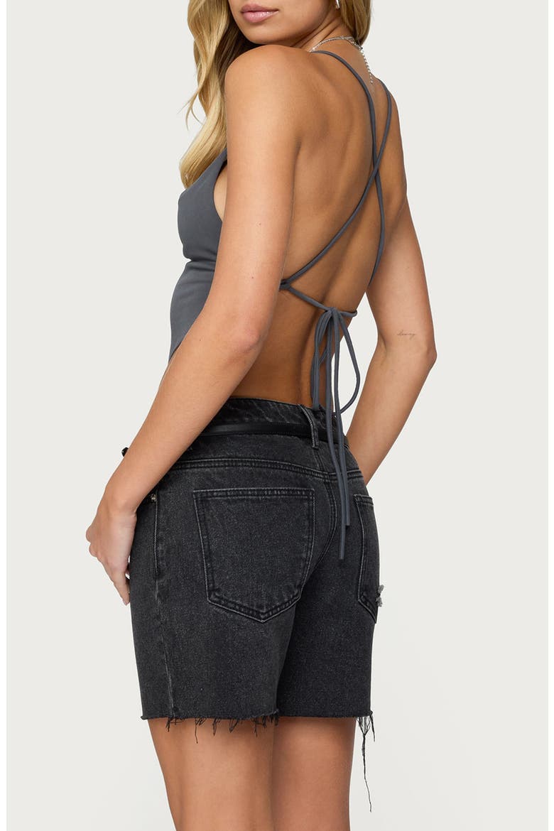 Tilla Cowl Neck Open Back Halter Top, Alternate, color, GRAY
