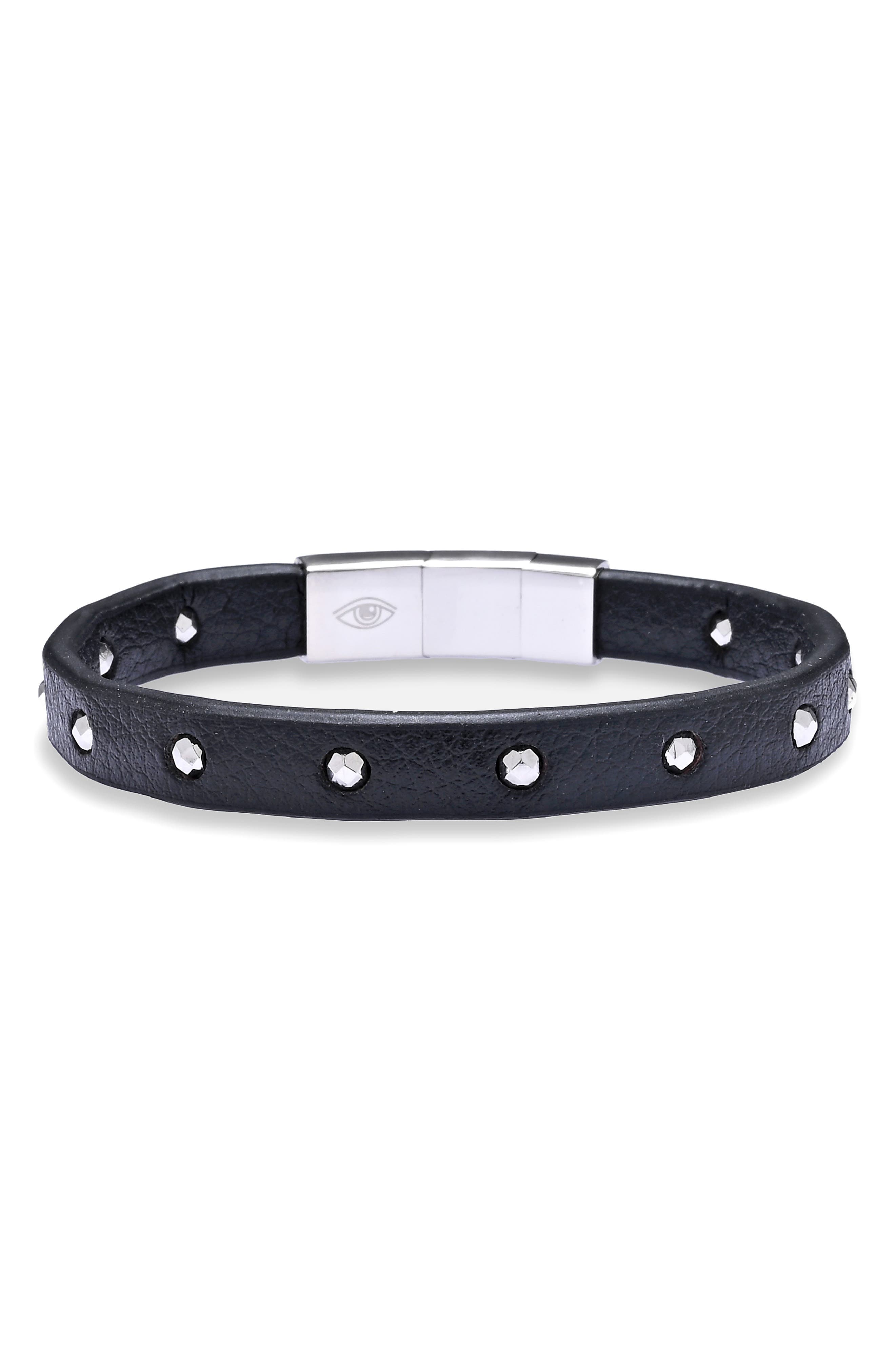 EYE CANDY LOS ANGELES Men's Midnight Studded Leather Bracelet