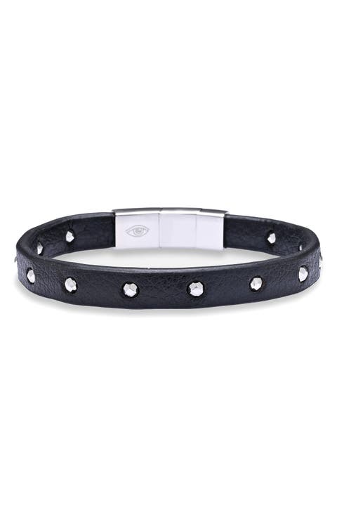 Men's Midnight Studded Leather Bracelet