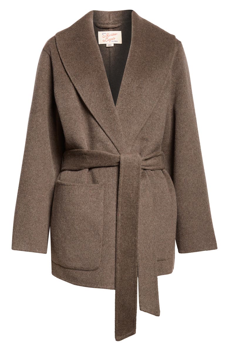 Marine Layer Colette Belted Wool Blend Jacket, Alternate, color, Espresso Heather