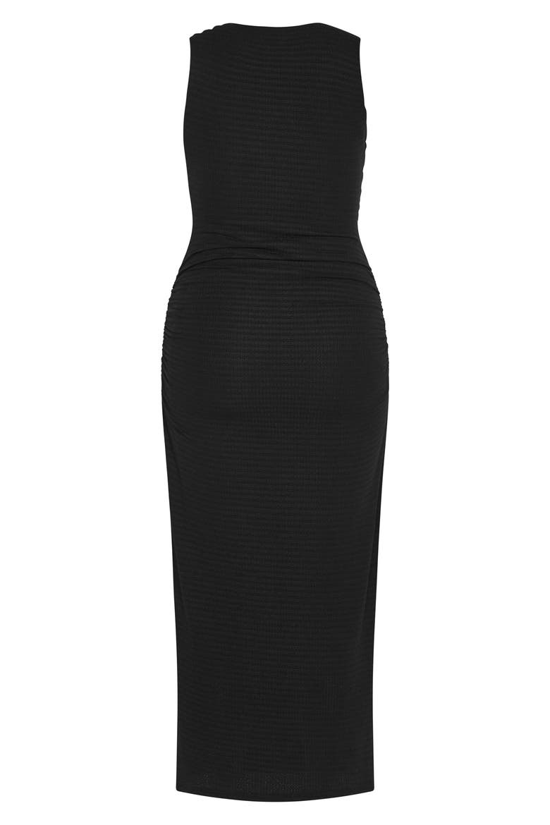 Zilla Ruched Sleeveless Maxi Dress, Alternate, color, BLACK