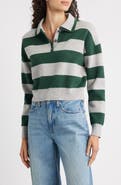 525 America Rugby Stripe Double Collar Long Sleeve Polo
