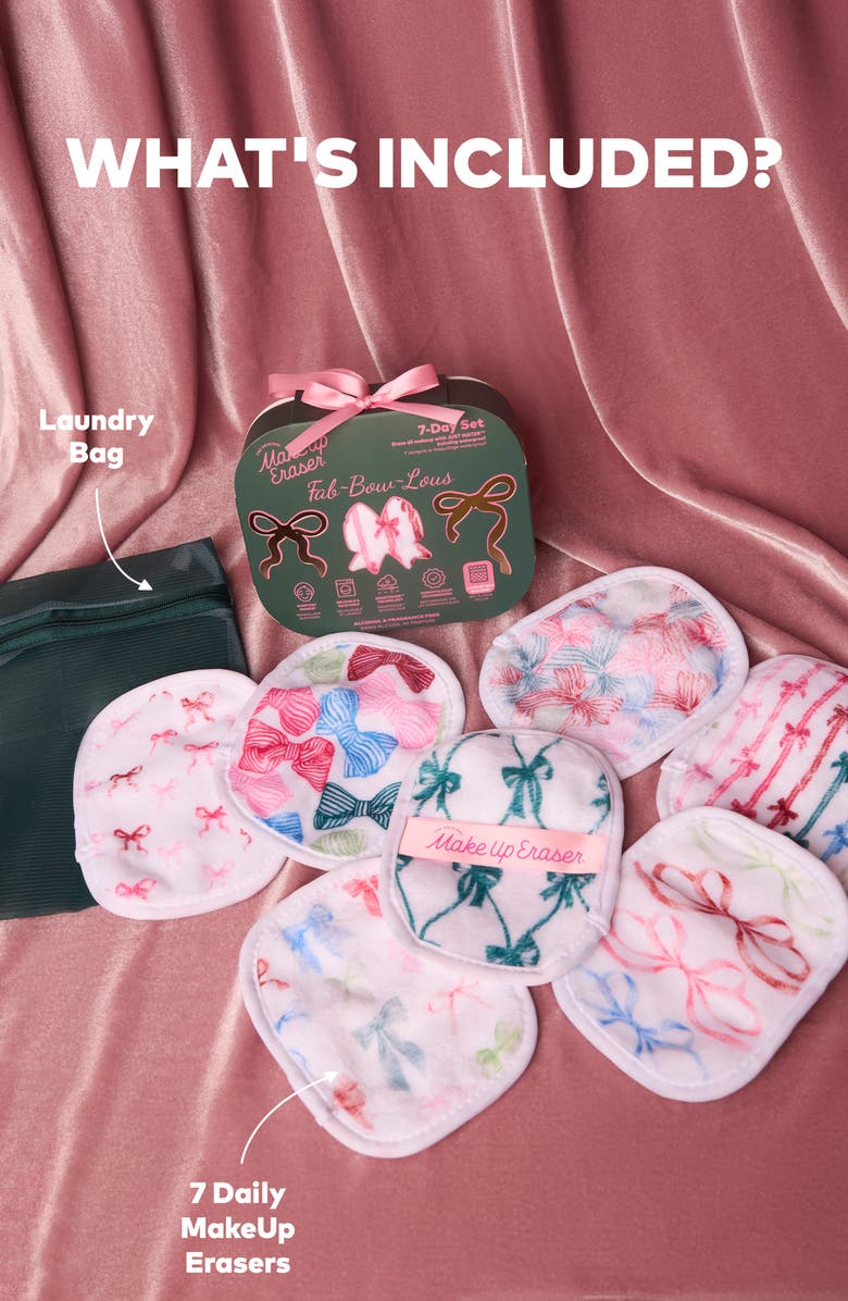 The Original MakeUp Eraser Fab-BOW-Lous 7-Day Reusable MakeUp Eraser Set, Alternate, color, 