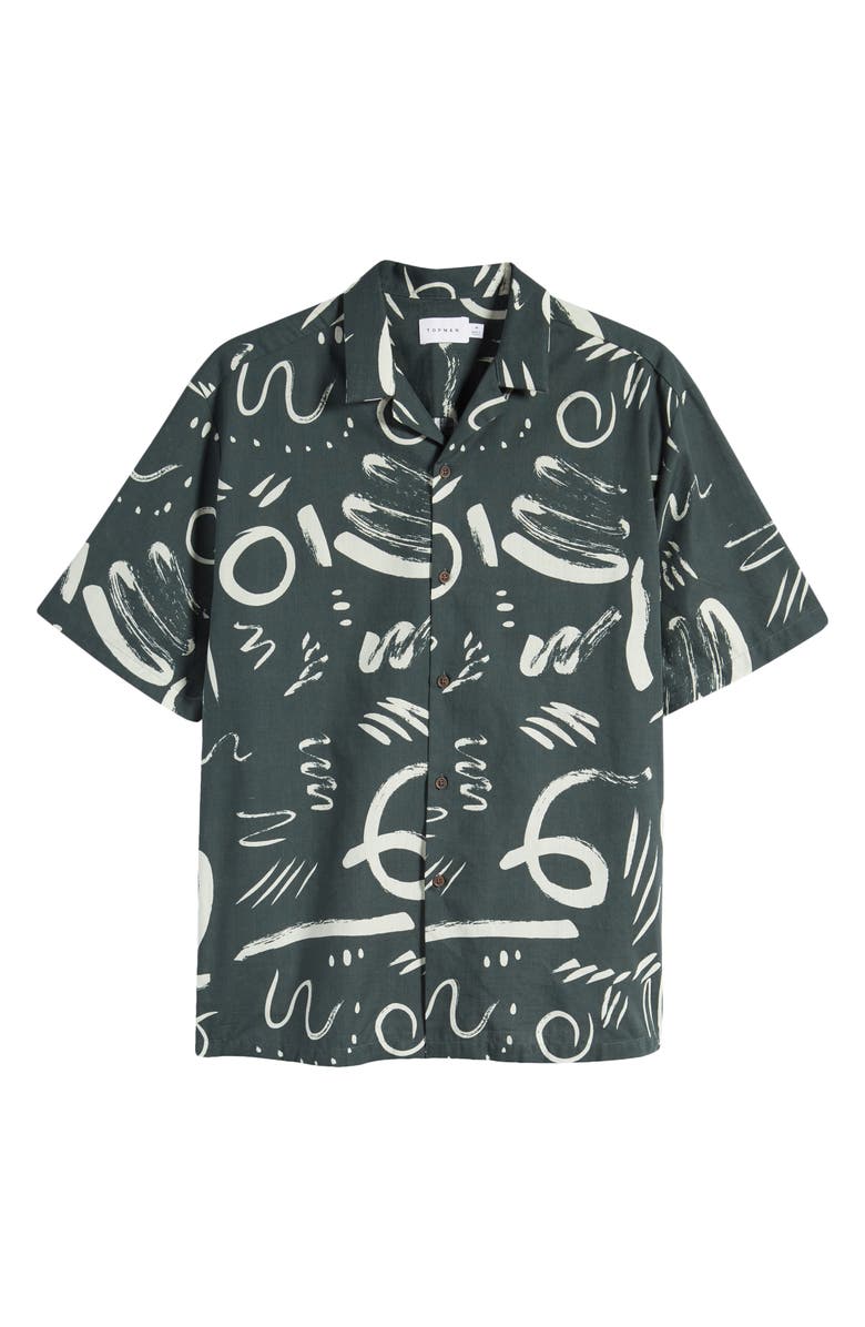 Topman Abstract Print Short Sleeve Button-Up Camp Shirt, Alternate, color,