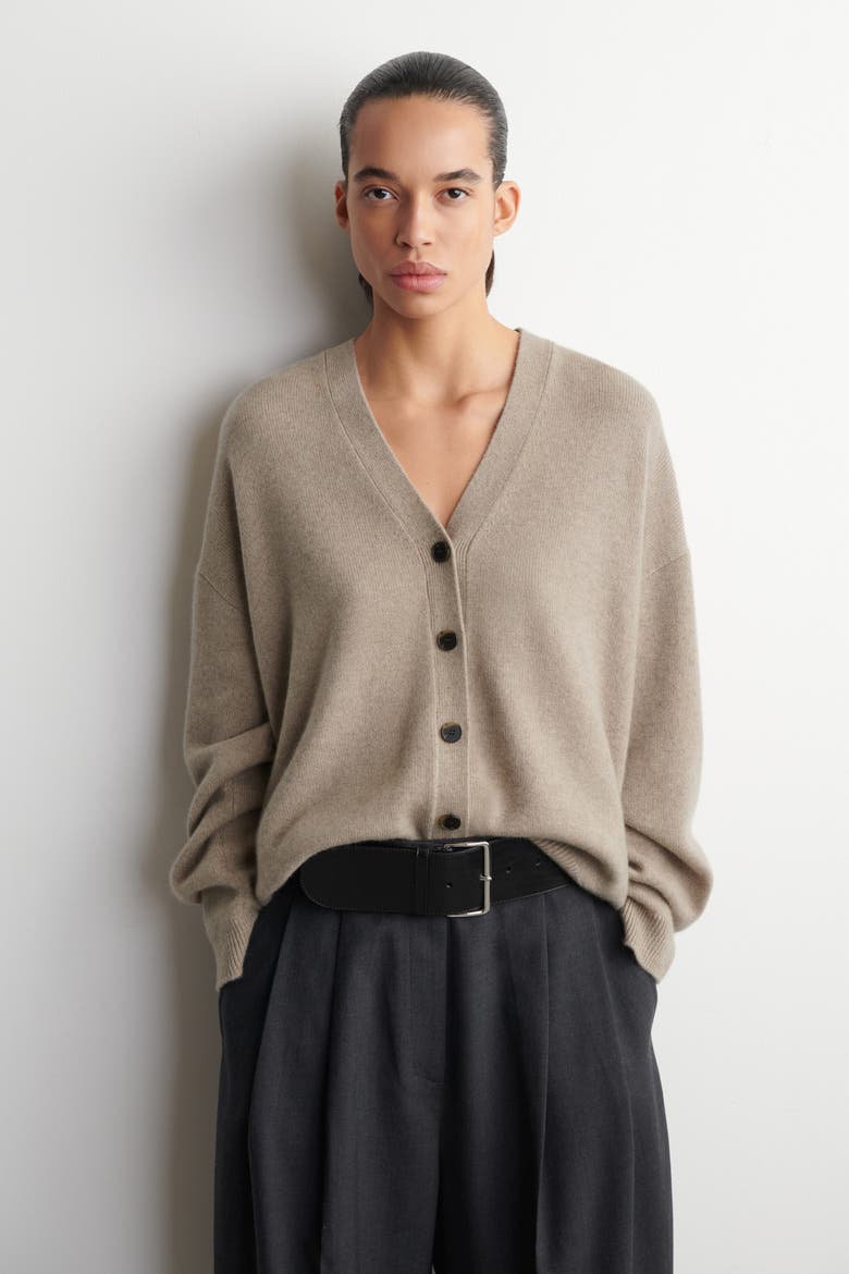 Cashmere V-Neck Cardigan, Main, color, BEIGE