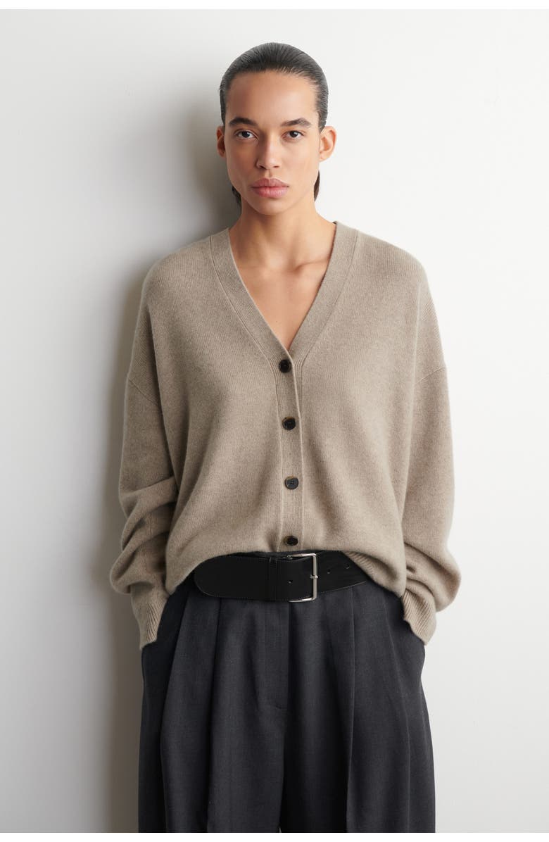 COS Cashmere V-Neck Cardigan, Main, color, Beige