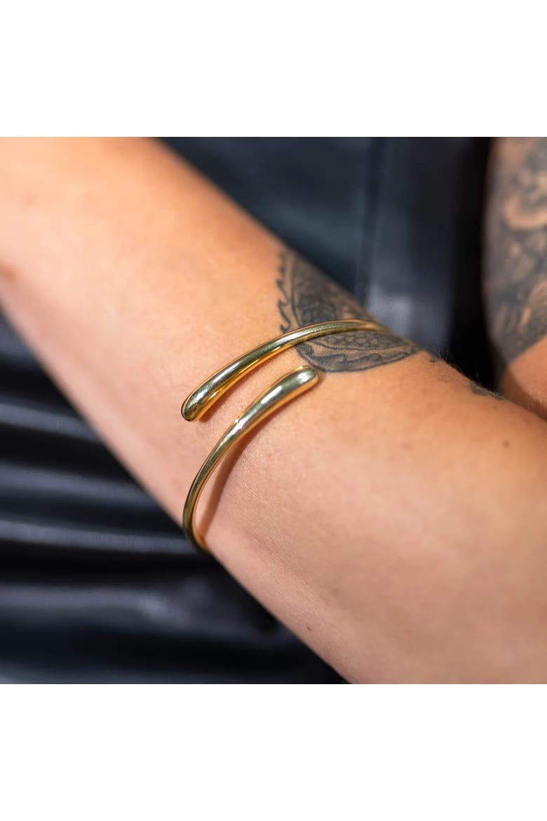 Cross Open Drop Bangle, Alternate, color, Gold Vermeil