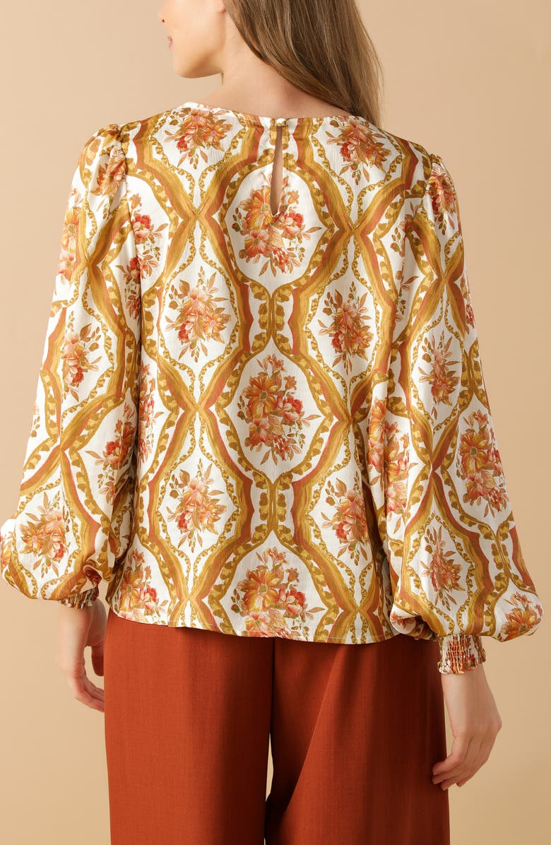 FLYING TOMATO Floral Long Sleeve Top, Alternate, color, Ivory