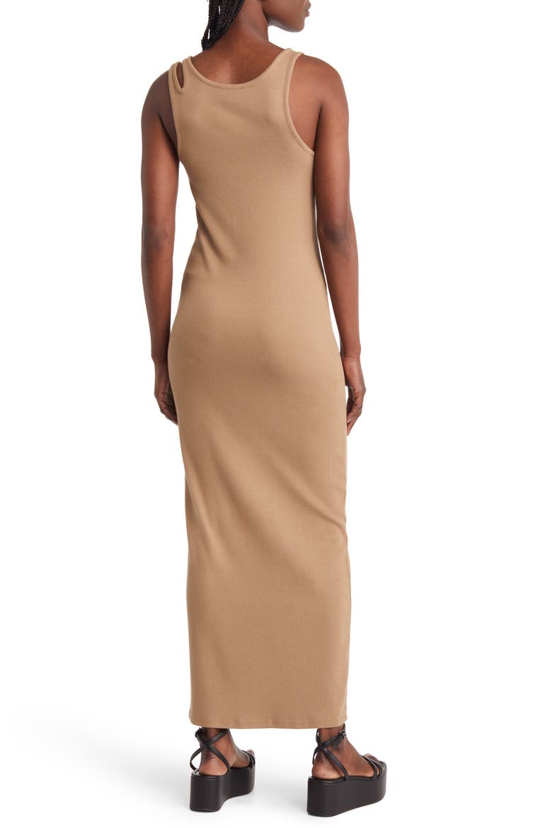 Ribbed Midi Tank Dress, Alternate, color, TAN LEAD