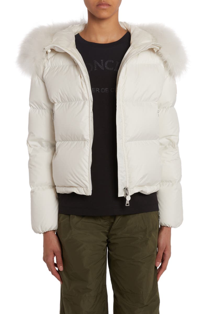 Moncler Mino Quilted Down Jacket with Removable Genuine Shearling Trim, Main, color, 