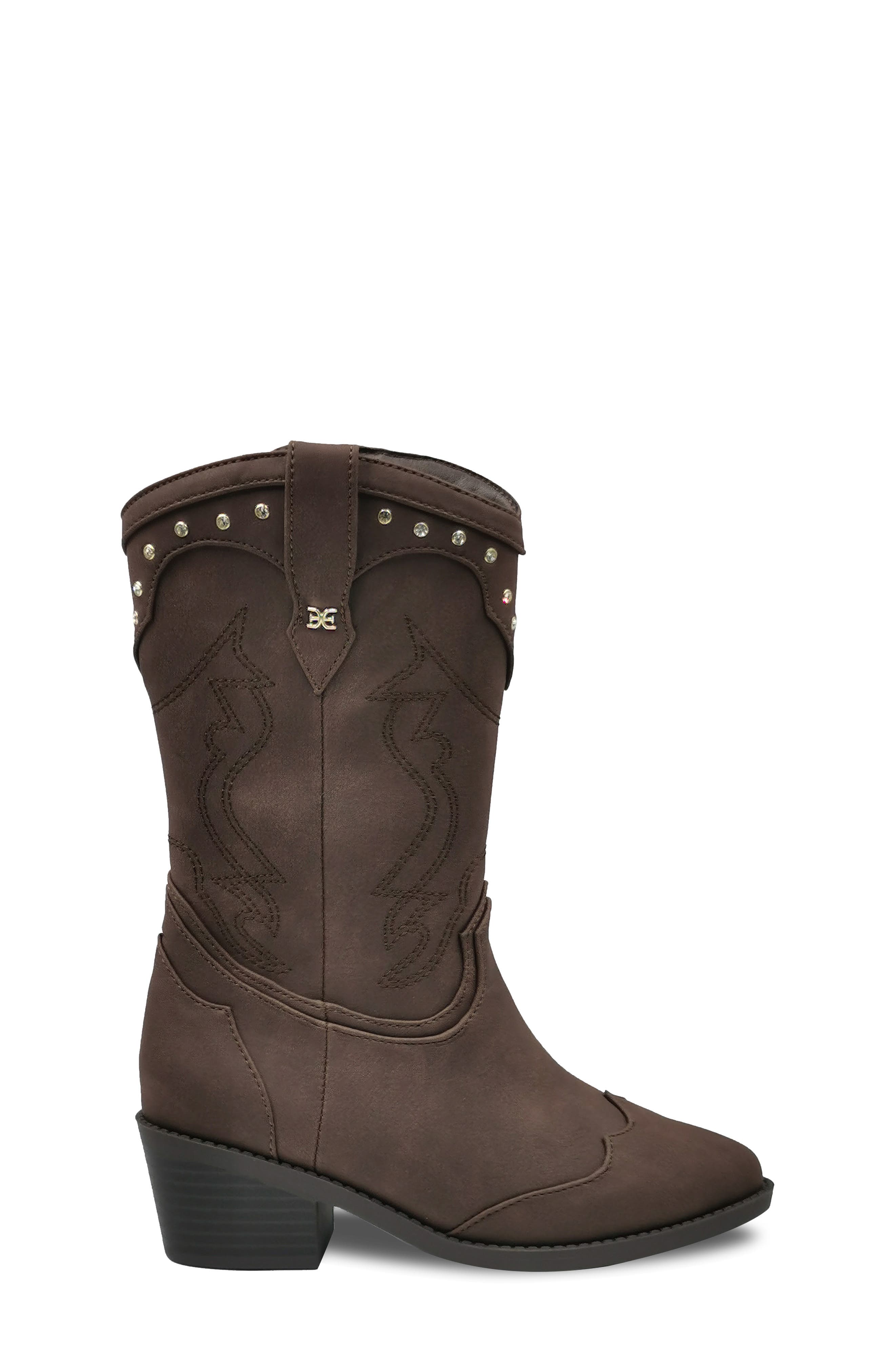 Kids' Westerly Rise Cowboy Boot, Alternate, color, DARK BROWN