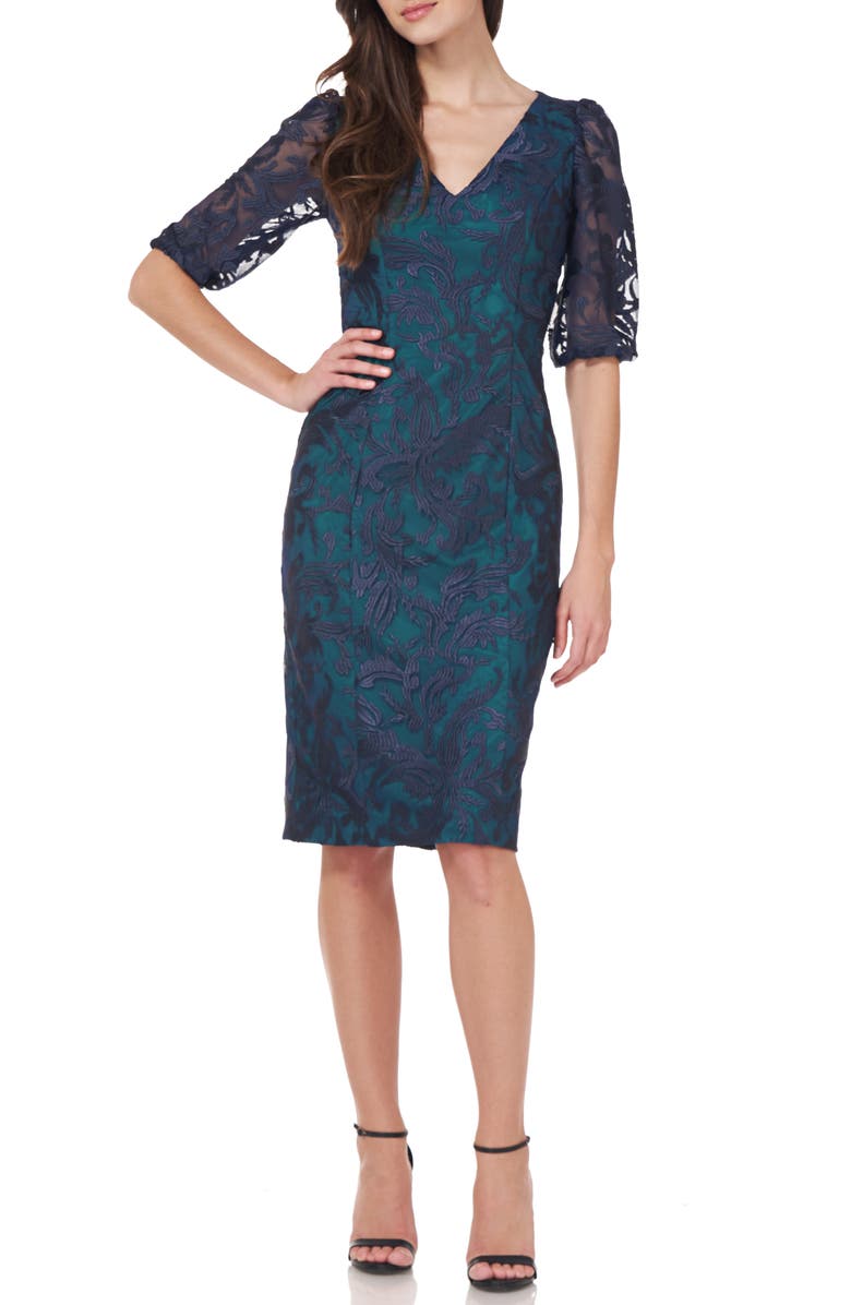 JS Collections Celeste Embroidered Cocktail Dress, Main, color,