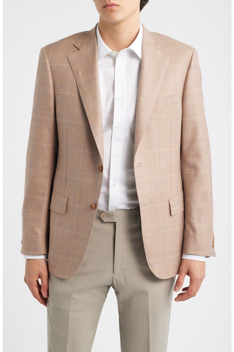 Vicuna Plaid Wool & Silk Blend Sport Coat, Main, color, VICUNA