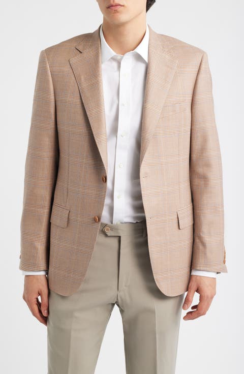 Vicuna Plaid Wool & Silk Blend Sport Coat (Regular & Big)