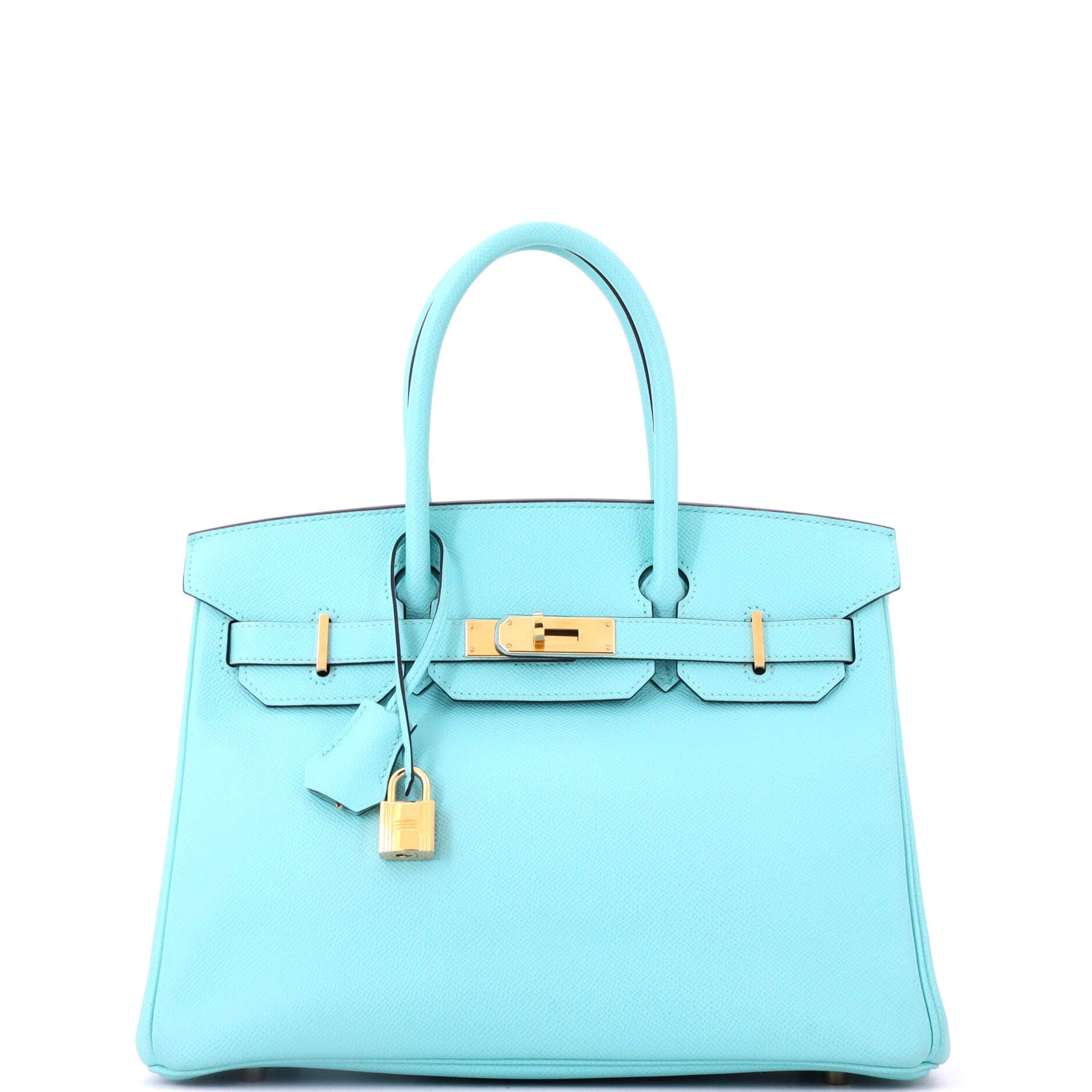 Birkin Handbag Blue Epsom with Gold Hardware 30, Main, color, Blue