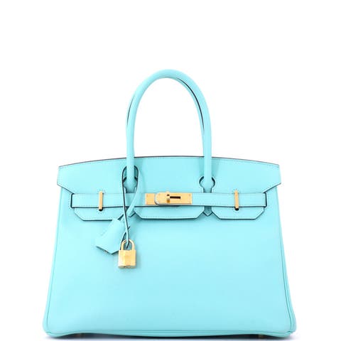 Birkin Handbag Blue Epsom with Gold Hardware 30