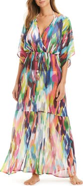 BLEU by Rod Beattie Ikat Print Cover-Up Dress