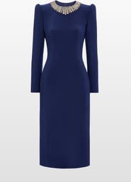Jenny Packham Cora Long-Sleeve Midi Dress