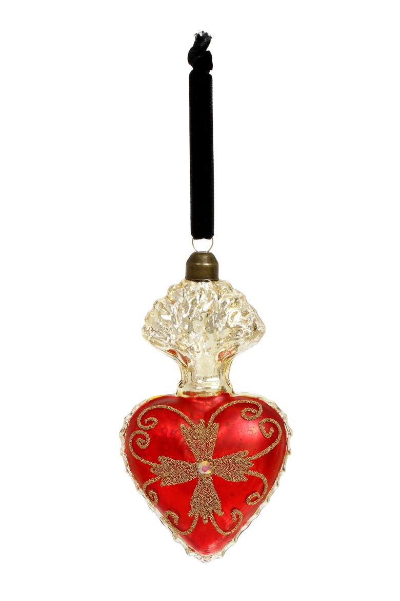 Glittered Heart Ornament, Set of 12, Main, color, Red
