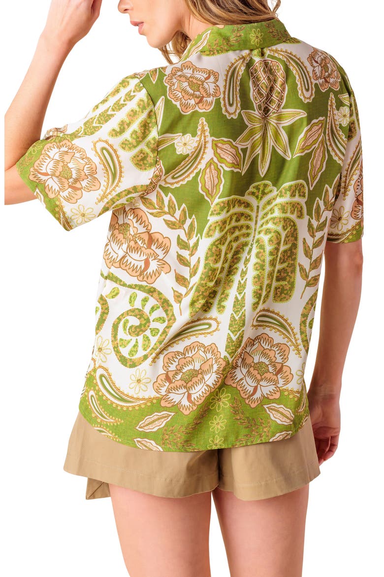 Floral Paisley Short Sleeve Button-Up Shirt, Alternate, color, IVORY/ GREEN