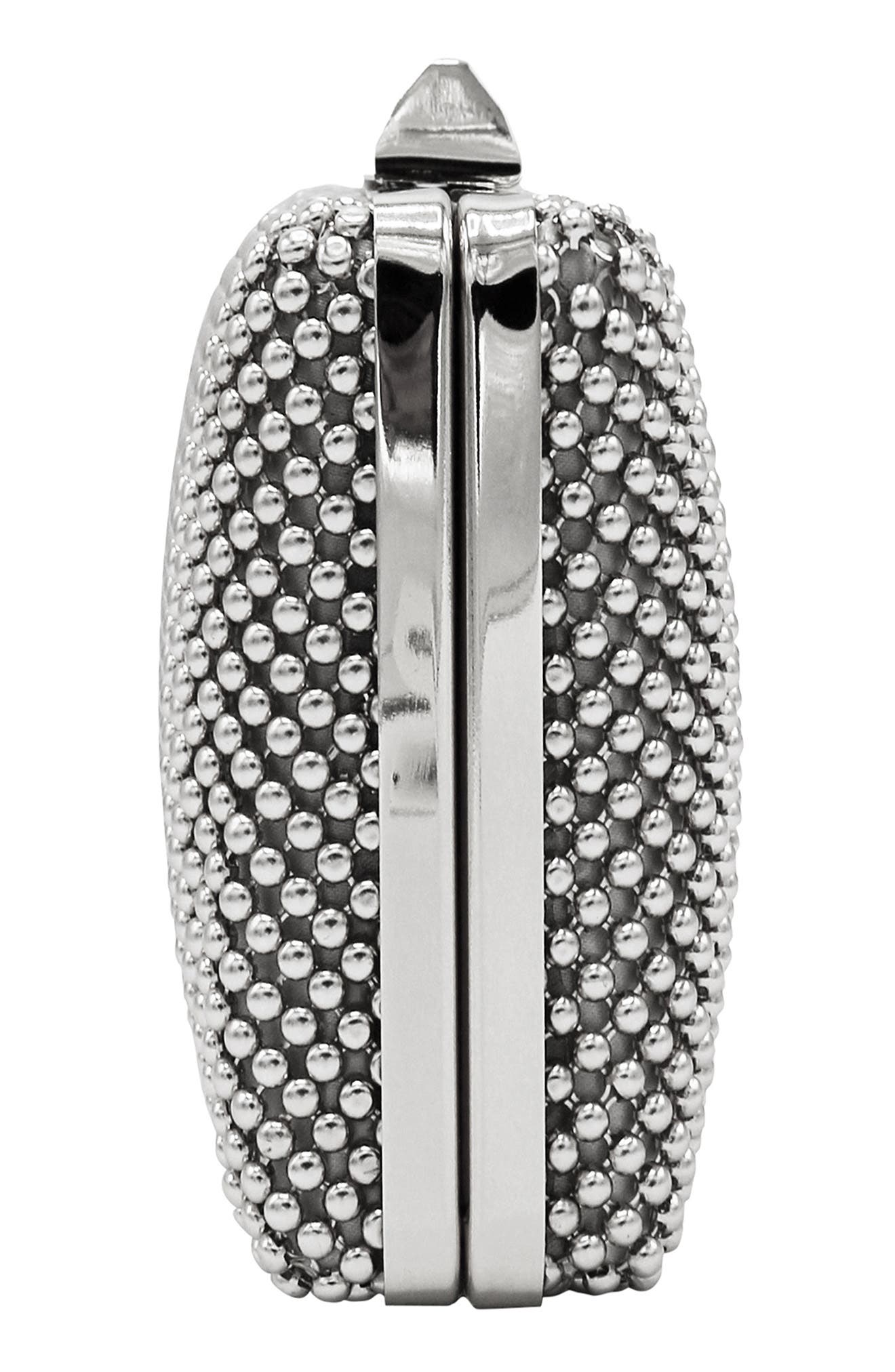 Natasha Mesh Clutch, Alternate, color, SILVER