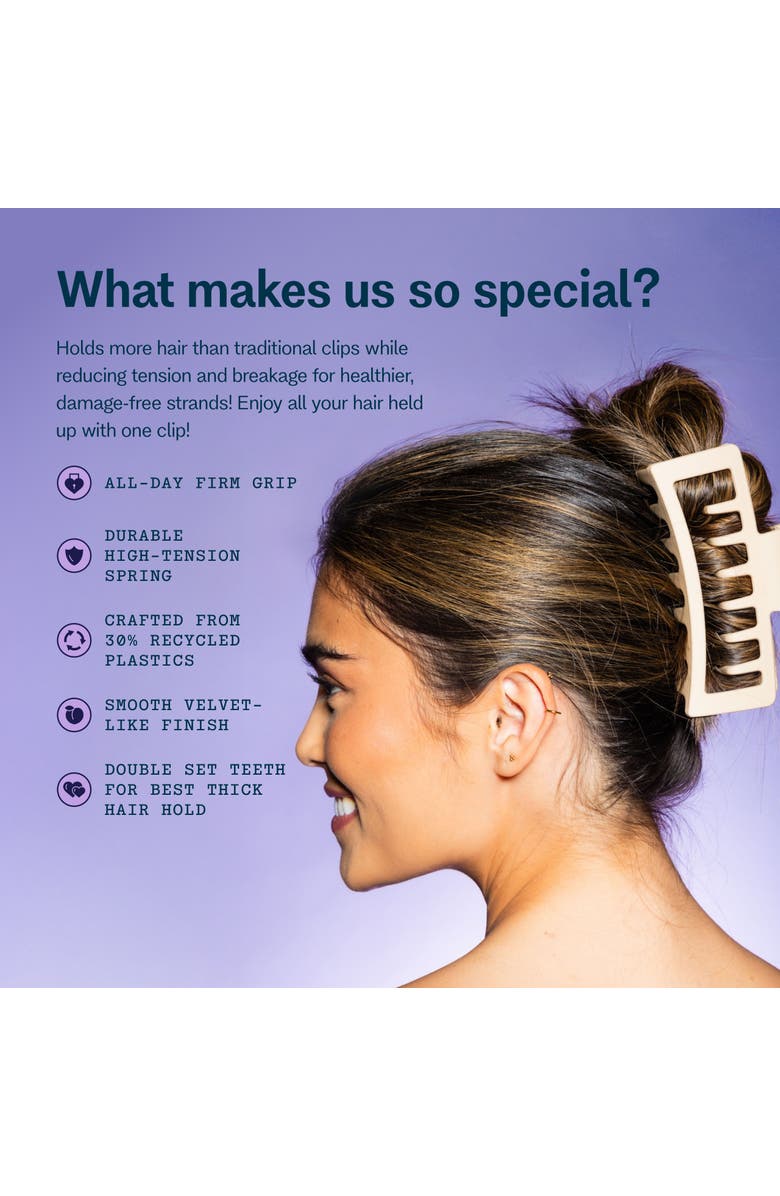 Gimme Beauty Thick Rectangle Double Teeth Claw Clip, Alternate, color, Beige