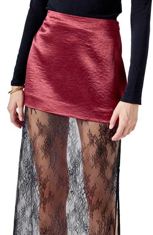 Endless Rose Satin & Lace Maxi Skirt In Red
