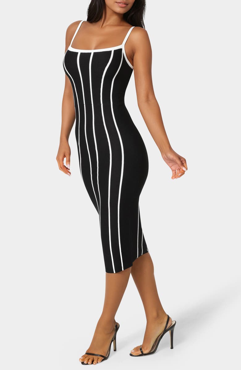bebe Stripe Sleeveless Body-Con Dress, Alternate, color, 