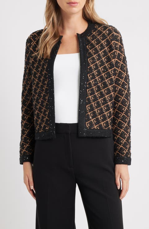 Kissing Plaid Sequin Cardigan