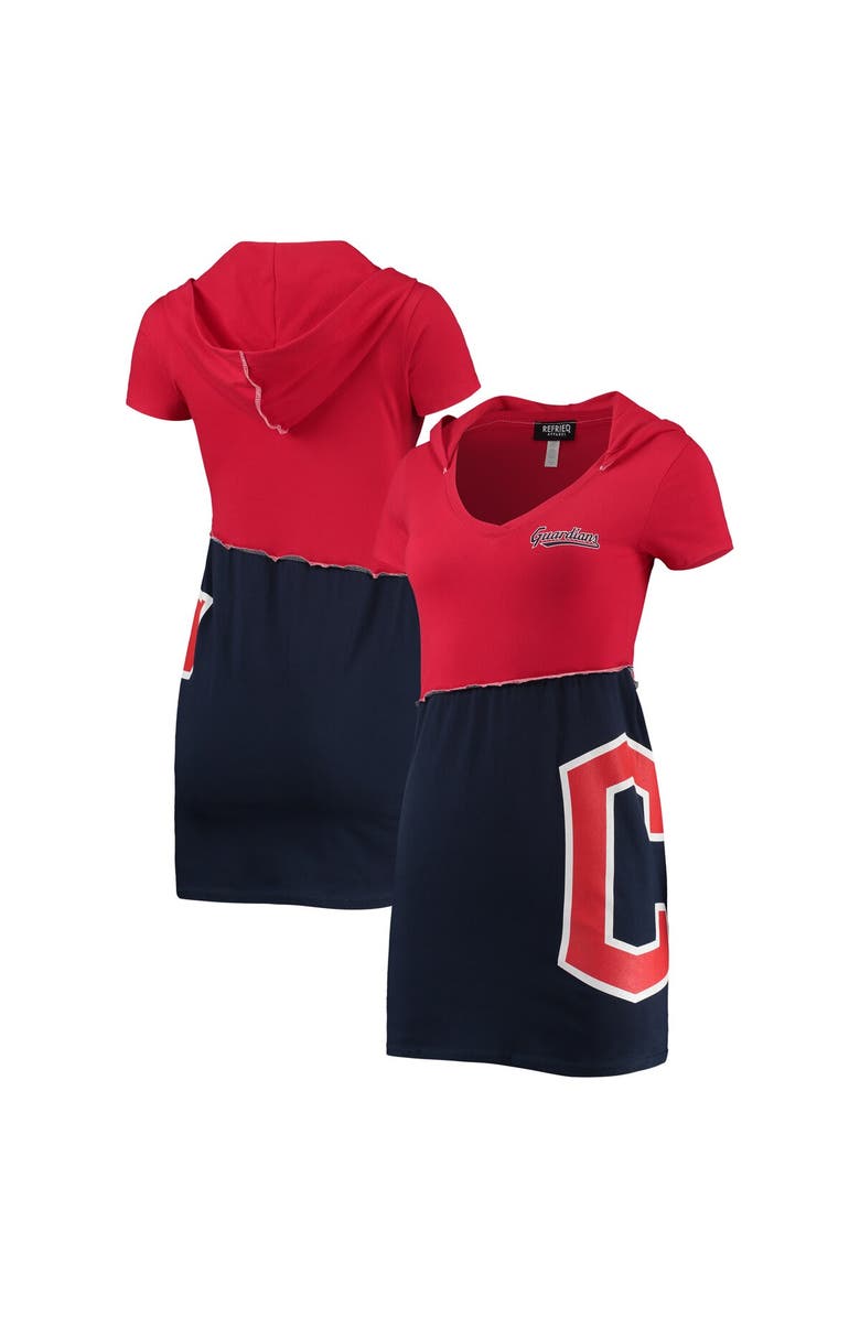 REFRIED APPAREL Women's Refried Apparel Red/Navy Cleveland Guardians Hoodie Dress, Main, color, 