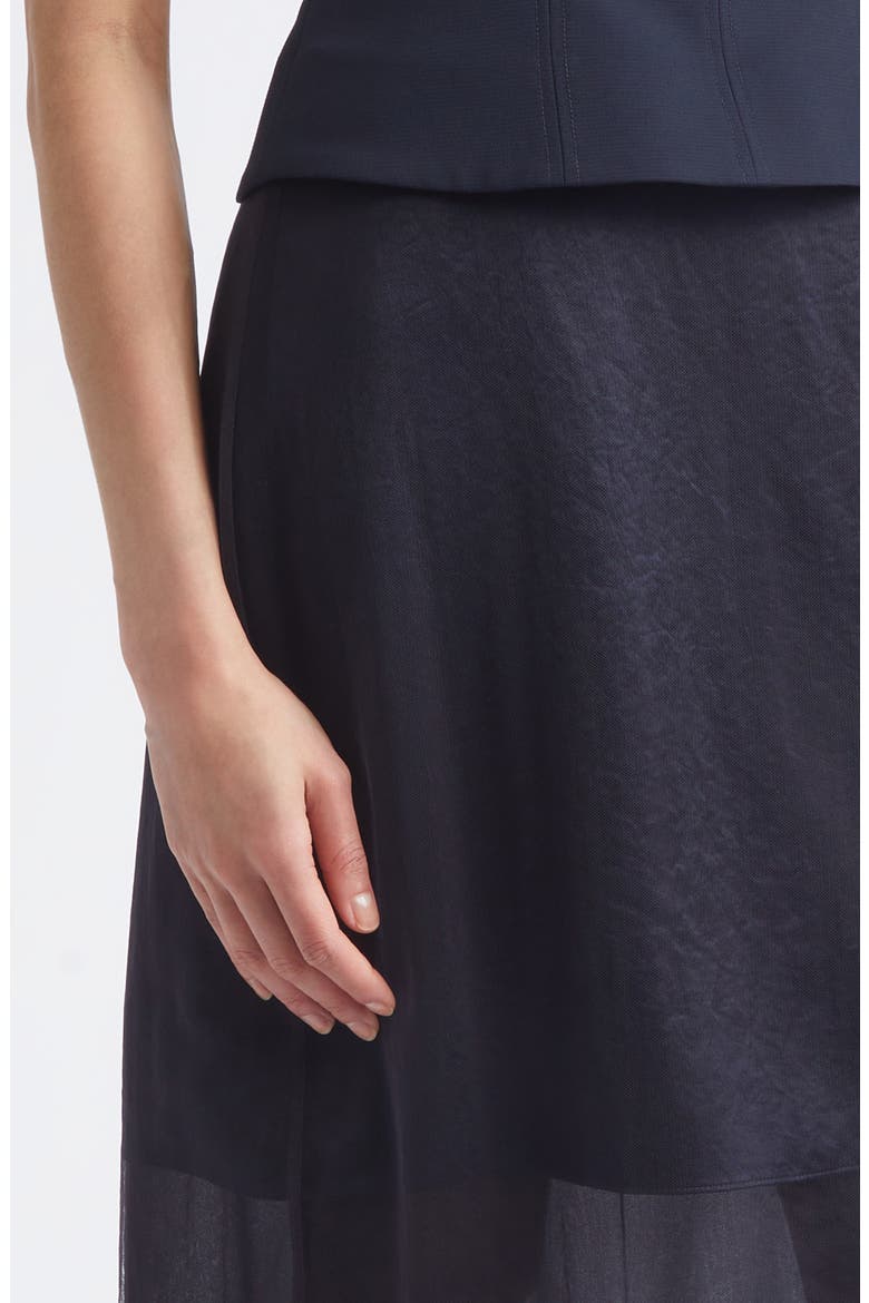 Sleeveless Cady, Satin & Chiffon Layered Cocktail Dress, Alternate, color, ULTRA NAVY