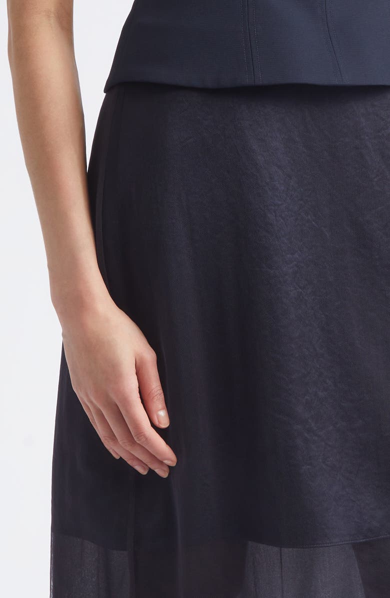 Jason Wu Collection Sleeveless Cady, Satin & Chiffon Layered Cocktail Dress, Alternate, color, Ultra Navy