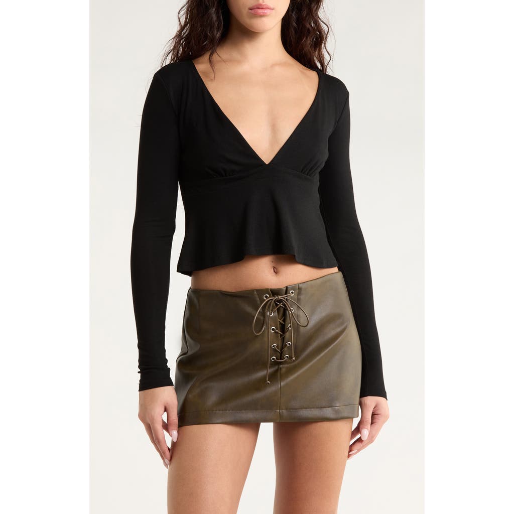 Pacsun Charlie Deep V Crop Top In Black
