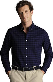Charles Tyrwhitt Slim Fit Button-Down Collar Washed Oxford Gingham Shirt