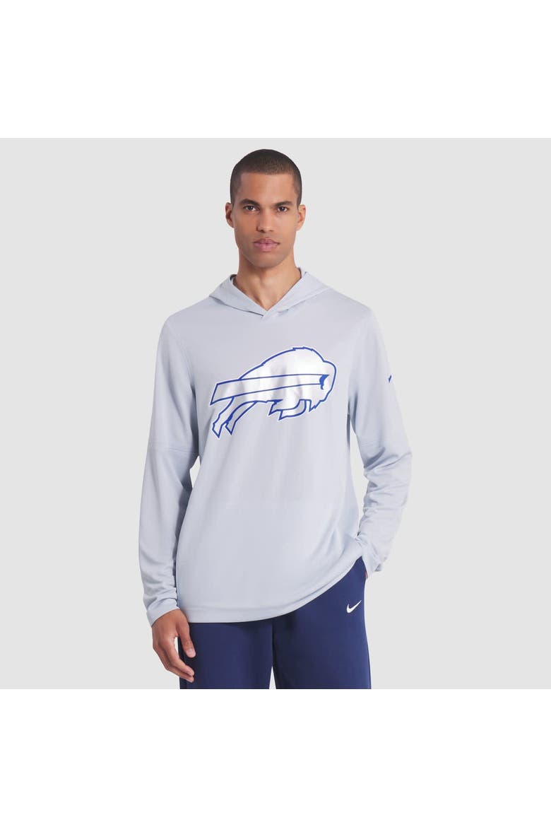 Men's Nike Silver Buffalo Bills 2025 Rivalries Collection Sideline Dri-FIT Long Sleeve Hoodie T-Shirt, Main, color, Silver