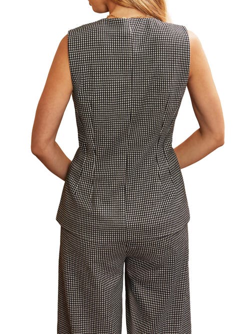 Ro&zo Round Neck Houndstooth Waistcoat In Gray