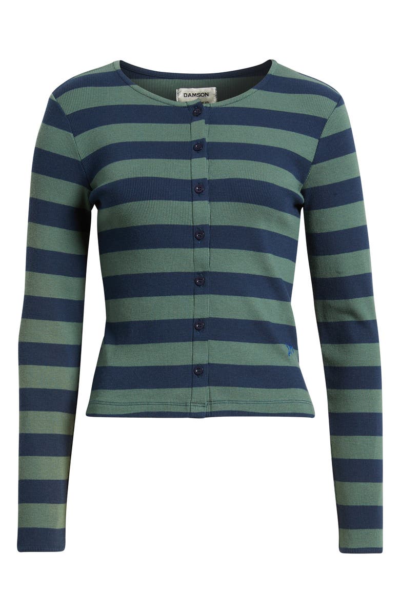 Damson Madder Sybil Stripe Cardigan, Alternate, color, Green