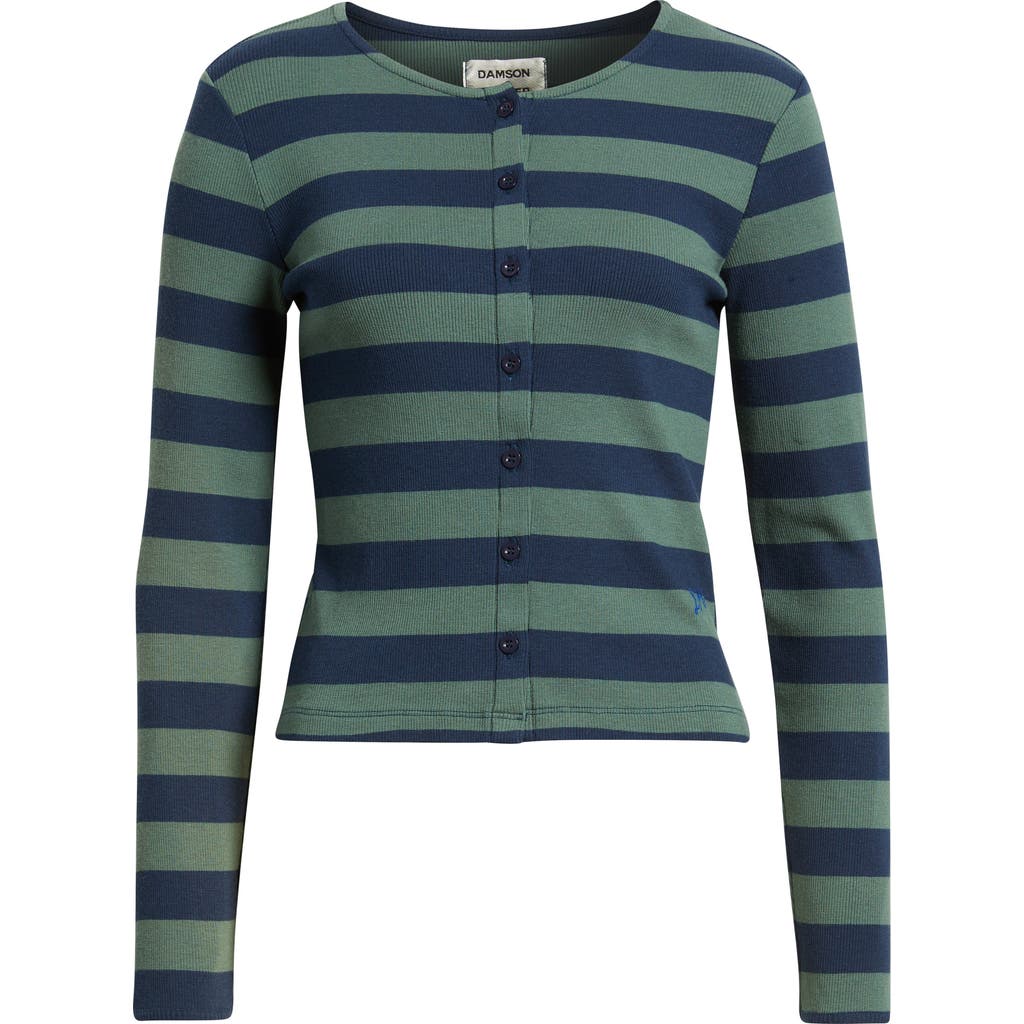 Damson Madder Sybil Stripe Cardigan In Green