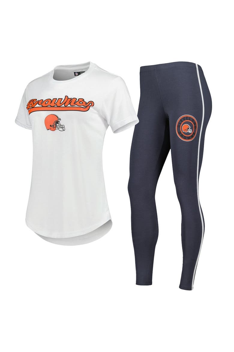 Women's Concepts Sport White/Charcoal Cleveland Browns Sonata T-Shirt & Leggings Sleep Set, Main, color, White