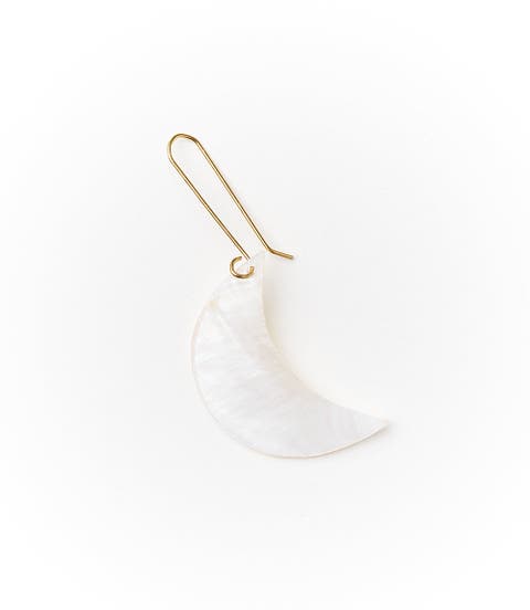 Rajani Crescent Moon Drop Earrings - Mother of Pearl