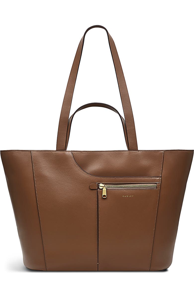 Radley Pockets Icon Zip Leather Tote Bag, Main, color, Saddle