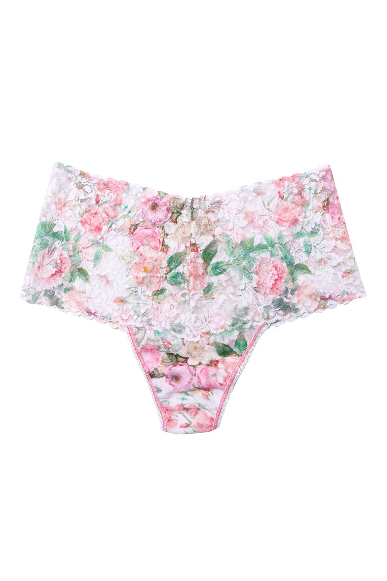 Print High Waist Retro Thong, Alternate, color, ROCOCO ROSE