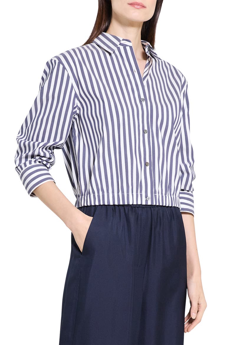 Stripe Crop Woven Shirt, Alternate, color, BLUE MULTI