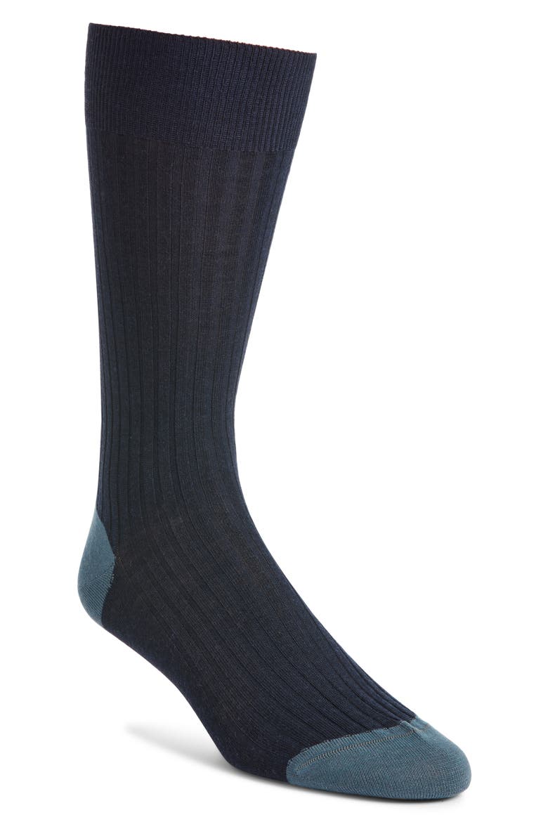 Stratford Merino Wool Blend Dress Socks, Main, color, NAVY